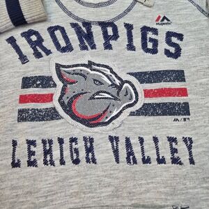 Majestic Lehigh Valley Ironpigs Hoodie Womens Large Gray Baseball Fan Pullover